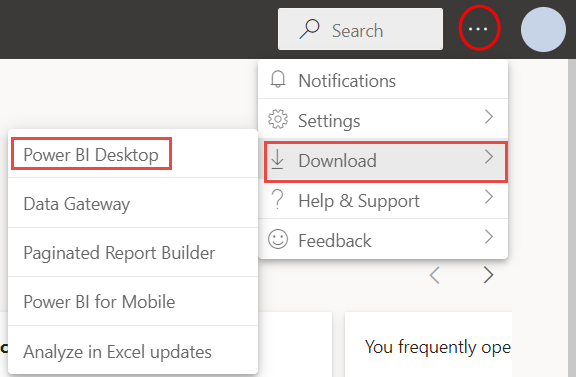 to download powerbi desktop from Powerbi service click on setting and then to download