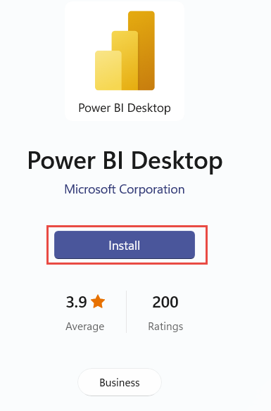 Click on this button to download and install PowerBI Desktop as app